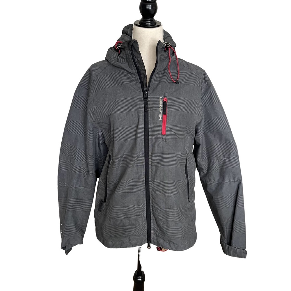 Tommy Hilfiger Polyester Ski Jacket. Gray Plaid. Size M